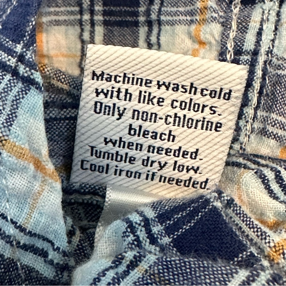 Short Sleeve Blue Checked Cotton Button Down - Picture 10 of 10